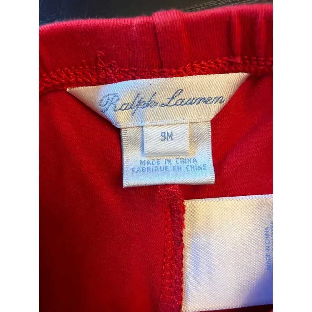 Ralph Lauren Outfit Set White Red Plaid Tunic and Leggings 9M Holiday Preppy